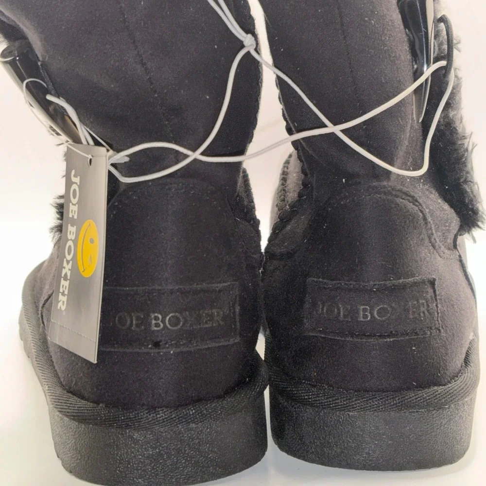 Joe Boxer Romy Womens 8 Black Faux Suede Fur Lined Toggle Mid Calf Winter Boots‎